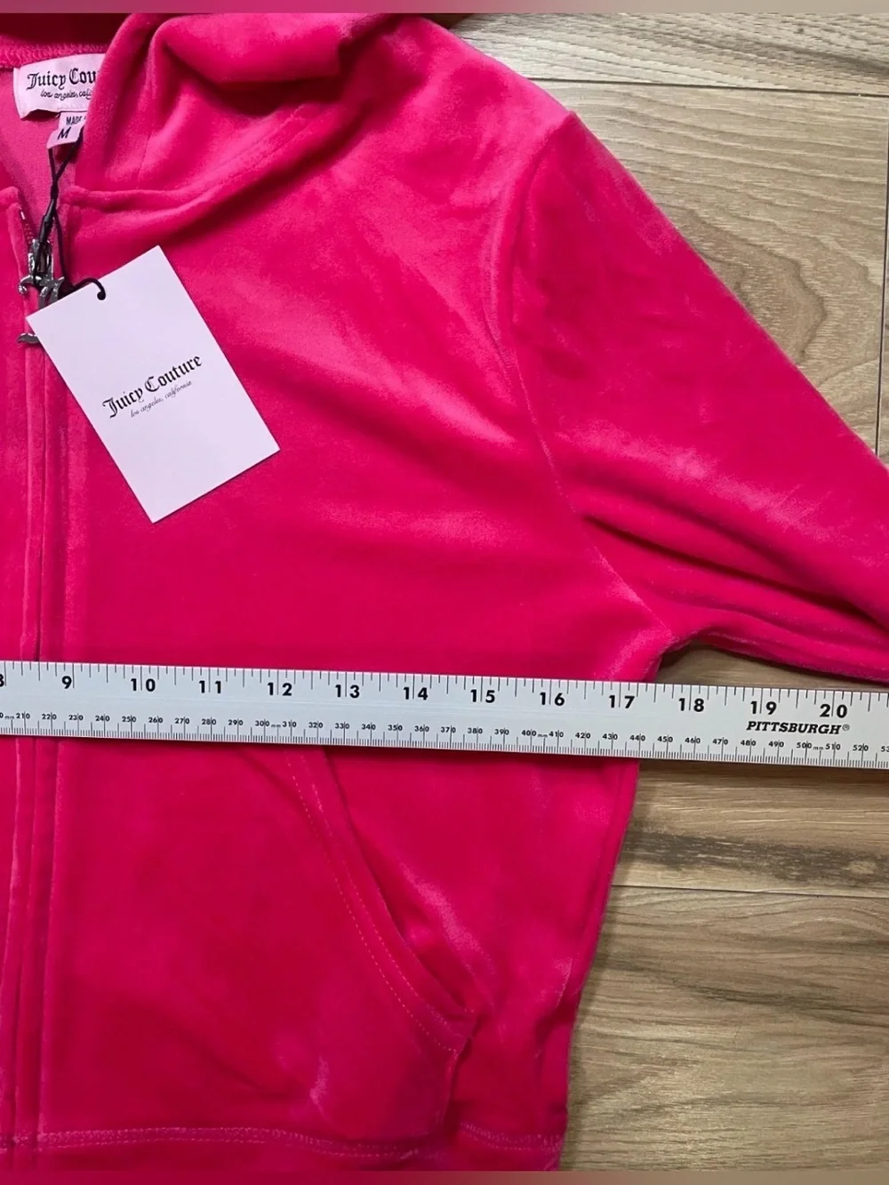JUICY COUTURE Velour OG Bling Tracksuit Hoodie Pant Set Watermelon Pink Medium - Picture 5 of 9
